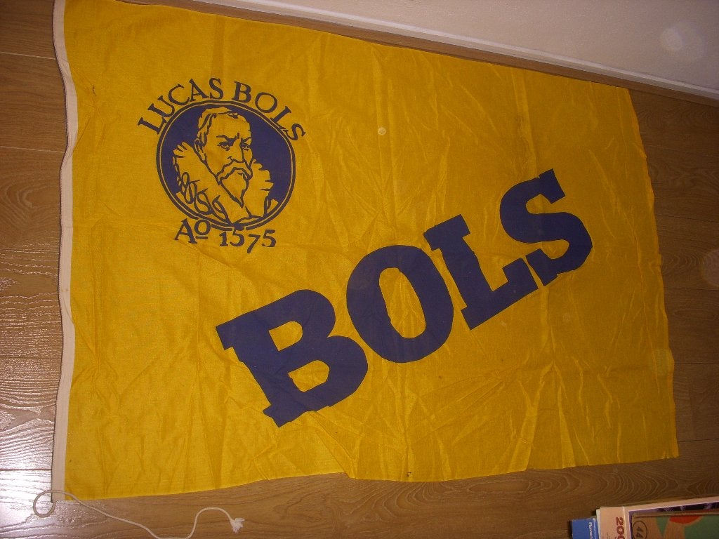 OUDE stoffen vlag van Bols jenever, likeuren, Lucas Bols, Ophalen of Verzenden, Gebruikt, Gebruiksvoorwerp