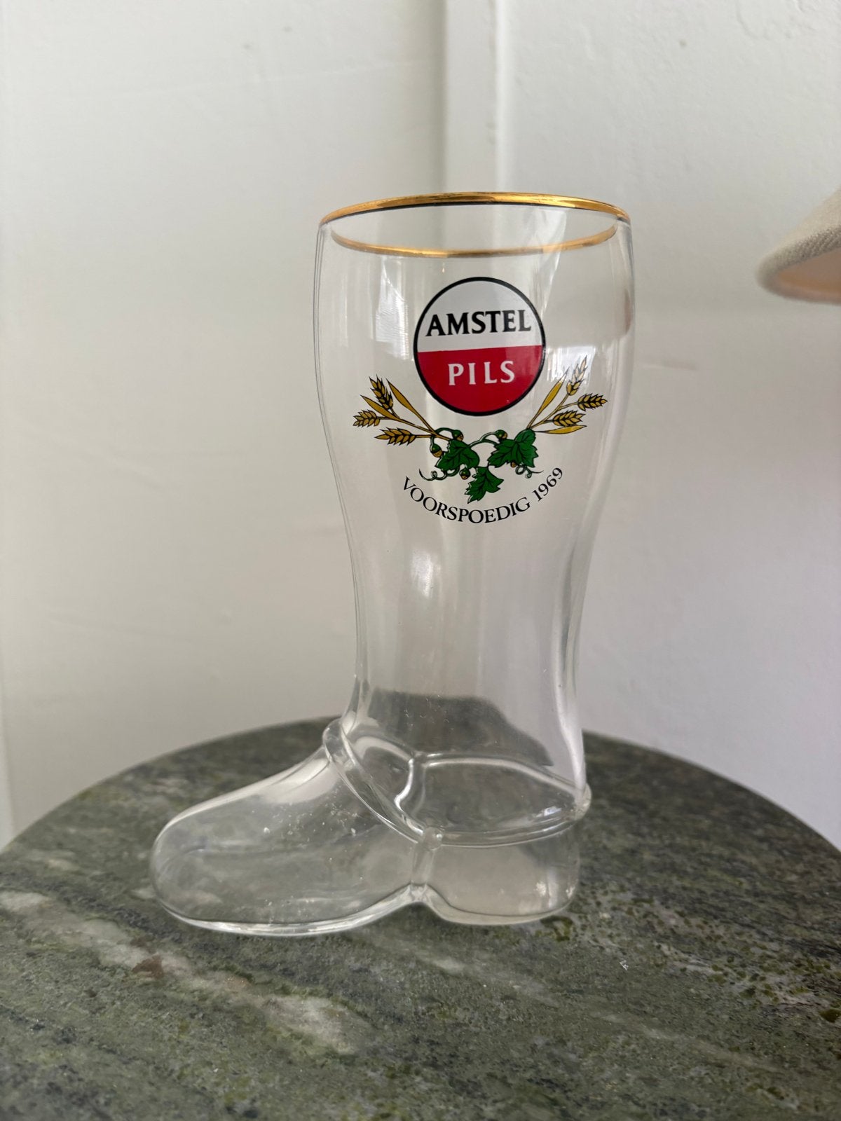 Amstel Pils Laarsglas - Voorspoedig 1969 - Gaaf, Ophalen, Nieuw, Glas of Glazen, Amstel