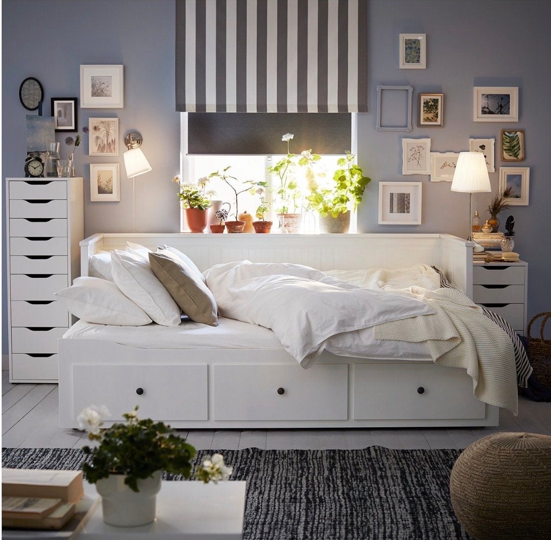 IKEA Hemnes bedbank met matras, Ophalen, Gebruikt, Eenpersoons, Wit