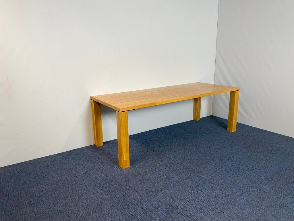 Vergadertafel, hout, eiken look, 220 x 90 cm., Ophalen, Gebruikt, Hout