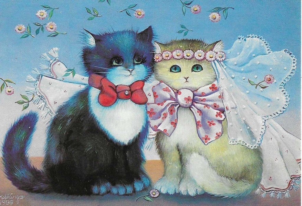 Poes- -Bruidspaar., Verzenden, 1980 tot heden, Ongelopen, Overige thema's