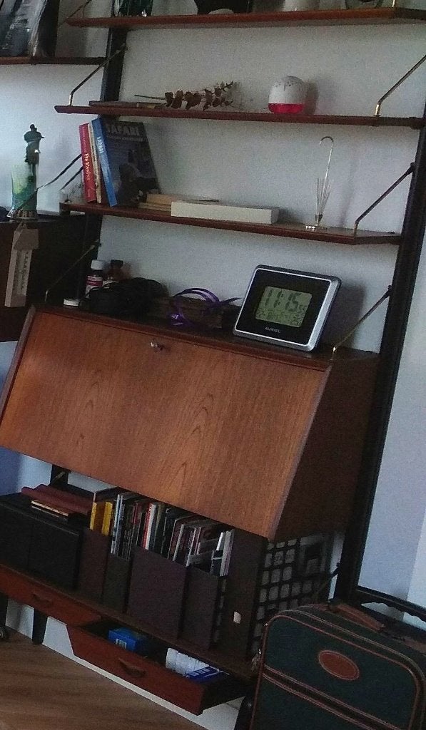 Louis Teeffelen Wébé Wandsysteem dressoir staander & planken, Huis en Inrichting, Kasten | Wandmeubels, Gebruikt, 150 tot 200 cm