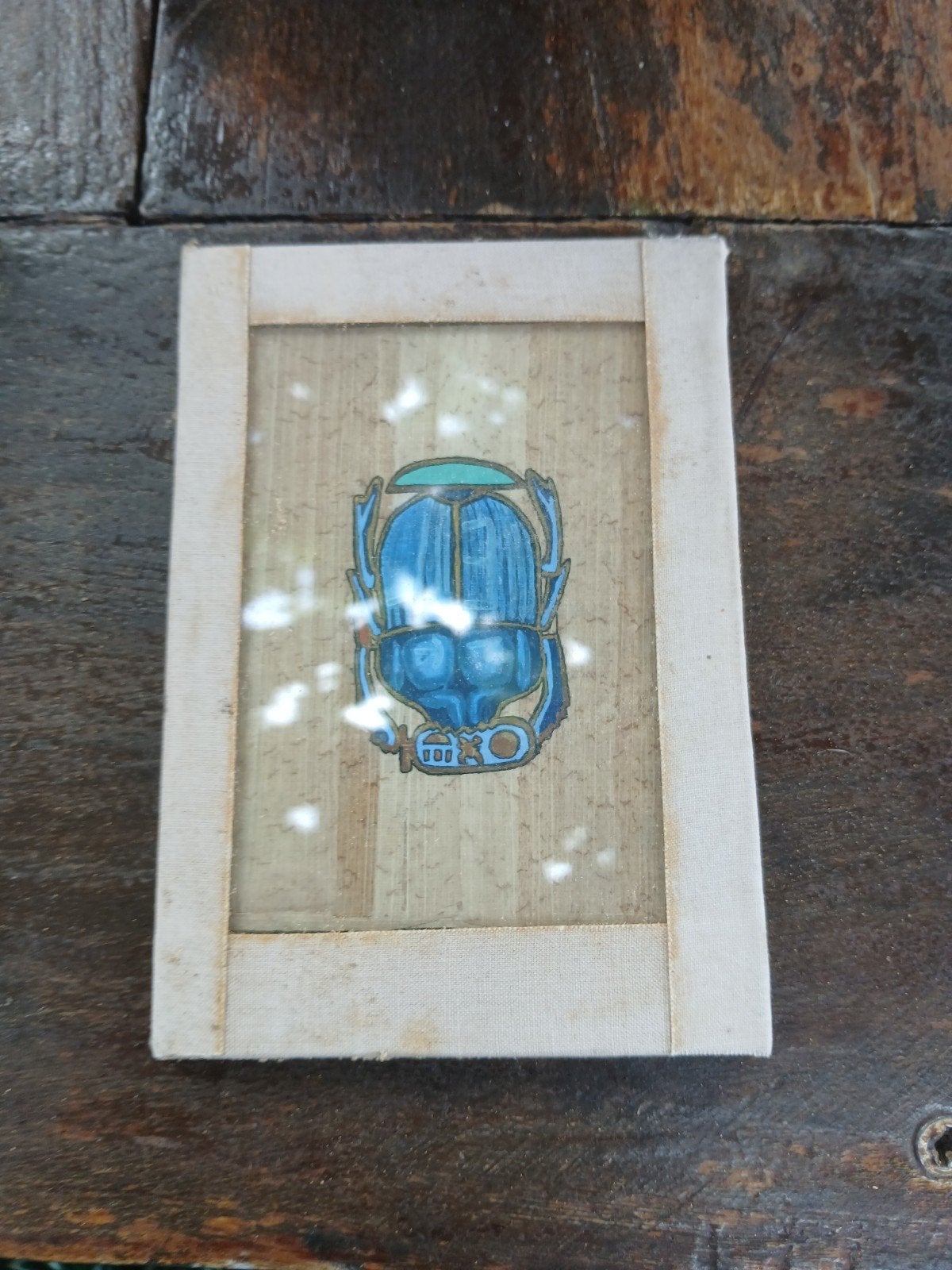 Papyrus schilderij, een sphinx papyrus tussen glas., Antiek en Kunst, Overige herkomsten, Ophalen