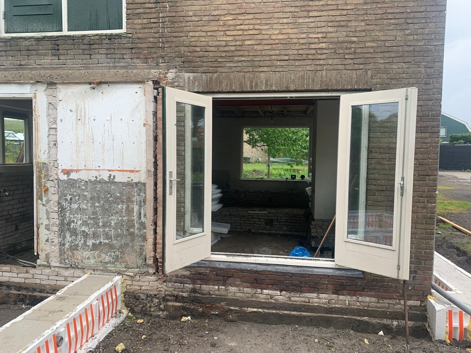 openslaande tuindeuren met kozijn en zijlichten, Doe-het-zelf en Verbouw, Kozijnen en Schuifpuien, Ophalen, Gebruikt, Deurkozijn