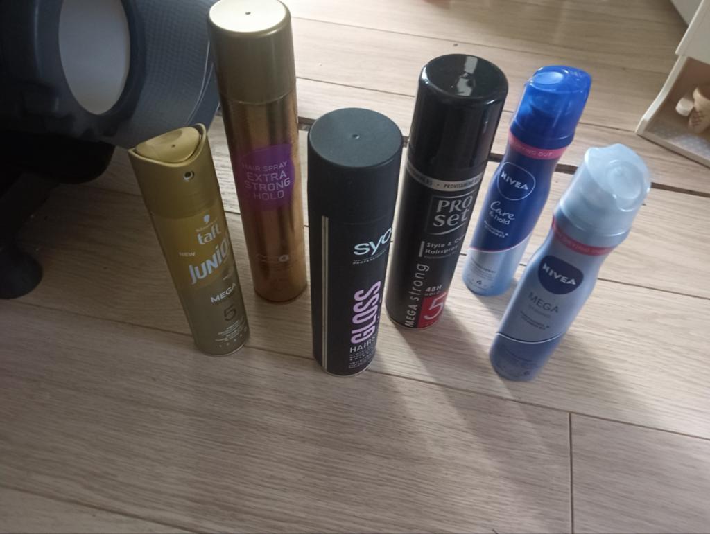 Diverse haarstylingproducten: haarlak, gel, mousse ruilen vo, Ophalen, Gebruikt, Gel, Wax, Haarlak of Mousse