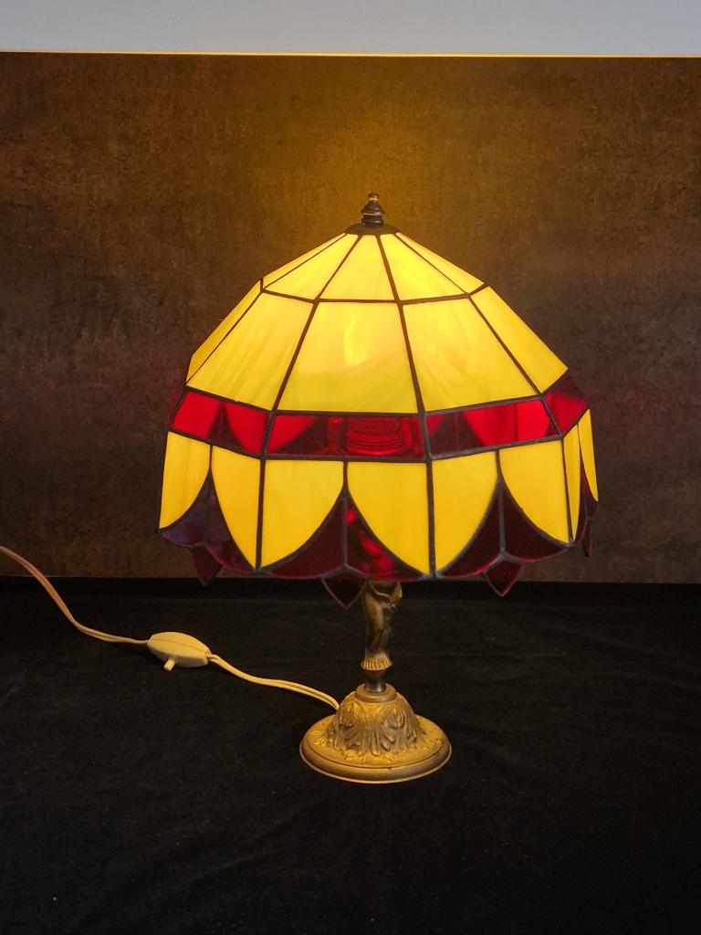 Vintage - Tafellamp - Kastlamp - Glas in Lood - Tiffany. -*, Ophalen, Gebruikt, VINTAGE          -    Tiffany stijl, Glas