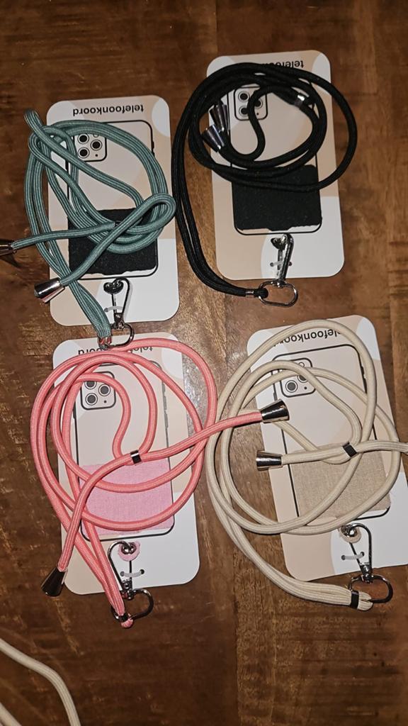 Telefoonkoord - Diverse kleuren, Telecommunicatie, Mobiele telefoons | Toebehoren en Onderdelen, Nieuw, Telefoonhanger of Accessoire