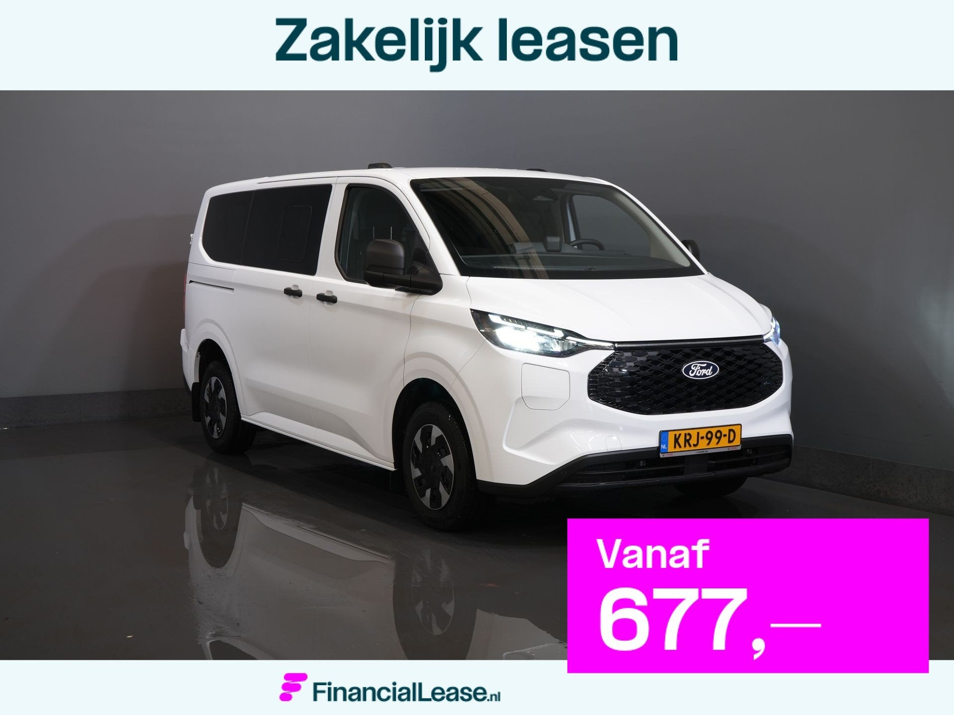 Ford E-Transit Custom Kombi Trend 71kWh 360 km WLTP (Excl. B, Automaat, Gebruikt, 2000 kg, Wit