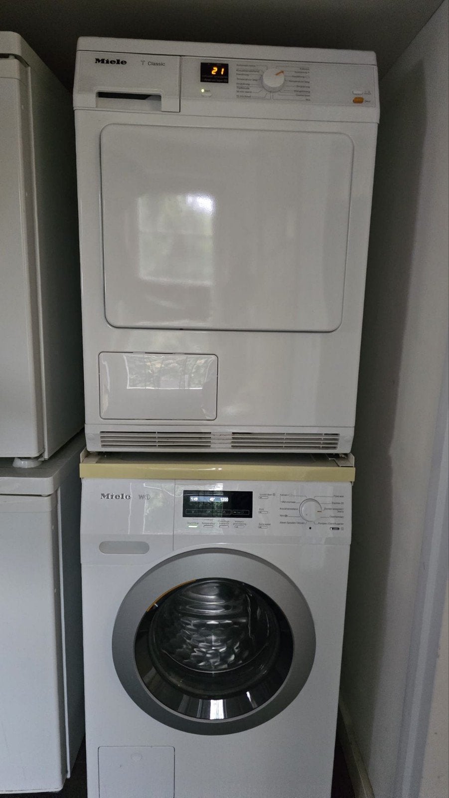 Miele T Classic wasmachine en droger set, 8 tot 10 kg, Ophalen of Verzenden, Gebruikt, 85 tot 90 cm