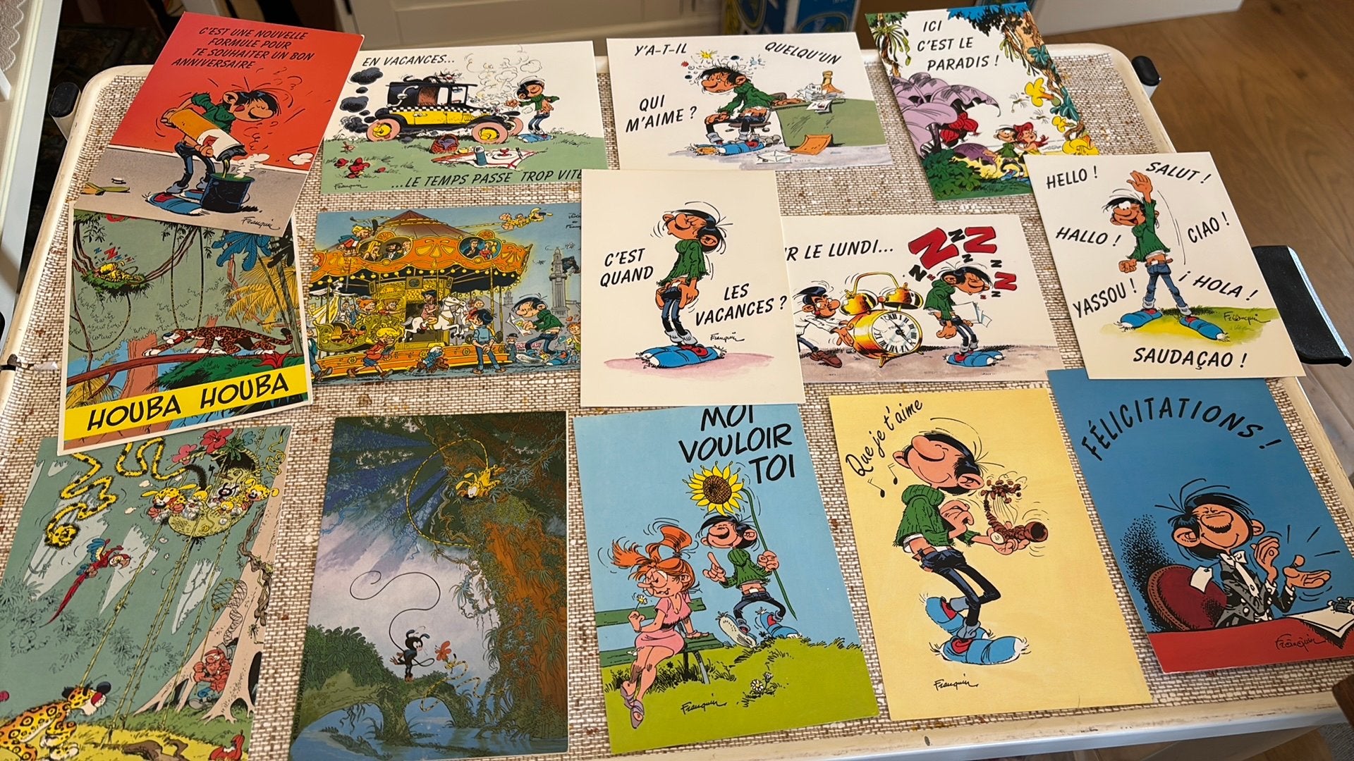 38 x Guus Flater ansichtkaarten/ 1989, Verzamelen, Stripfiguren, Ophalen of Verzenden, Zo goed als nieuw, Plaatje, Poster of Sticker