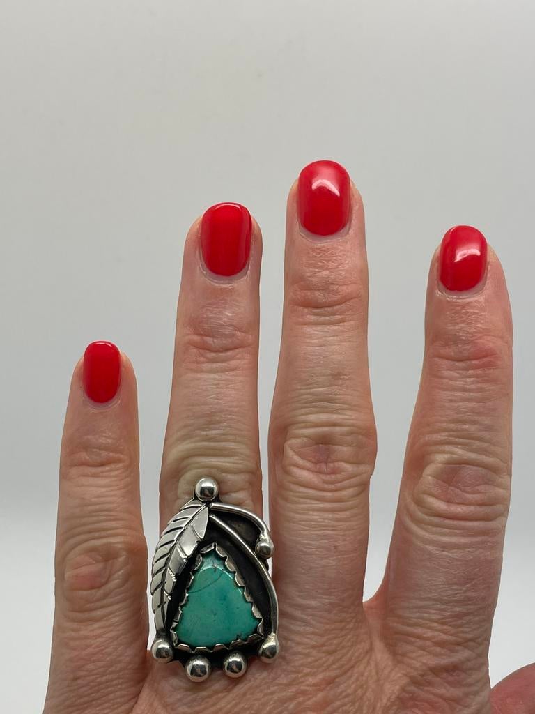 D790 Prachtige zilveren Navajo ring maat 16,75, Ophalen of Verzenden, Kleiner dan 17, X, Met edelsteen