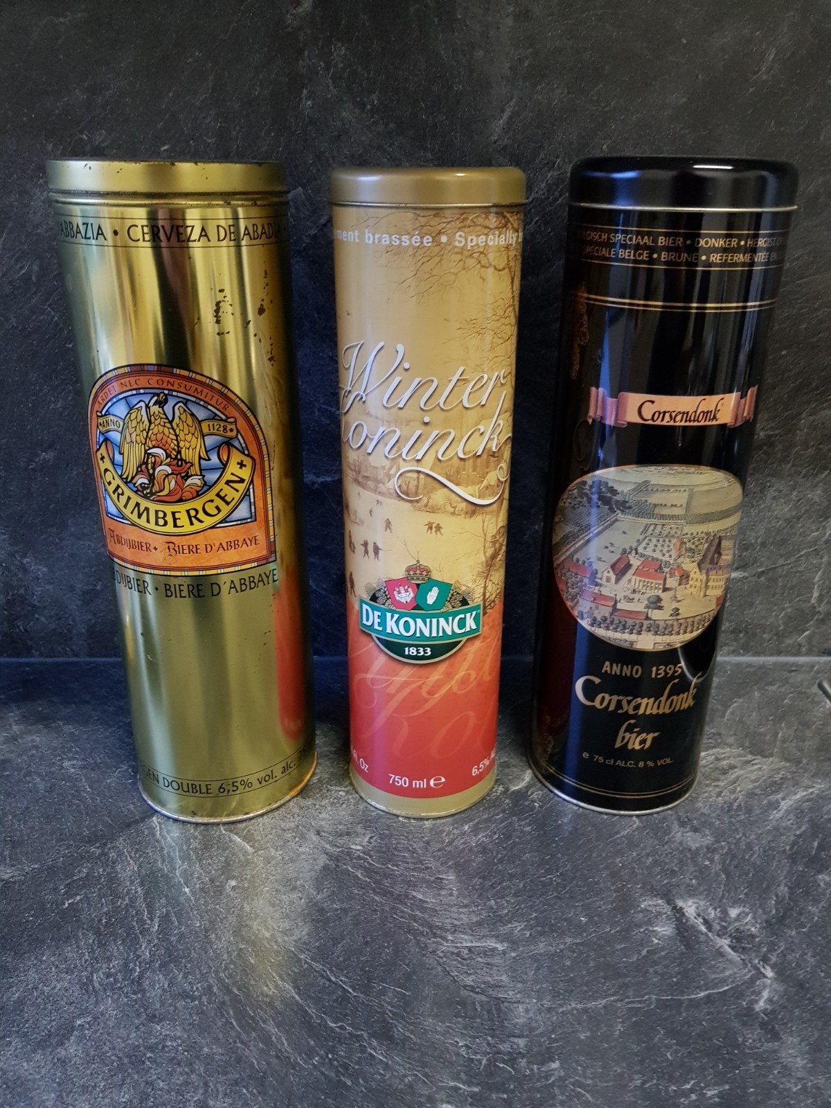 Bierblikken Grimbergen, De Koninck Winterkoninck, Corsendonk, Ophalen of Verzenden, Gebruikt, Overige typen, De Koninck