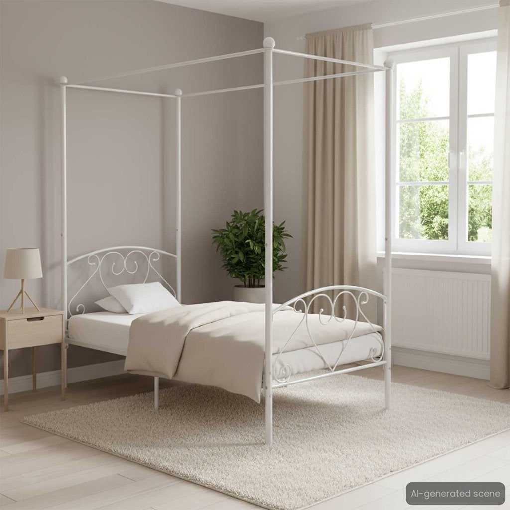 Metalen hemelbed 1-persoons kind, Ophalen, 85 tot 100 cm, Gebruikt, Lattenbodem