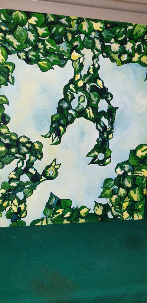 schilderij hedra echt geschilderd, Huis en Inrichting, Woonaccessoires | Schilderijen, Tekeningen en Foto's, Ophalen of Verzenden