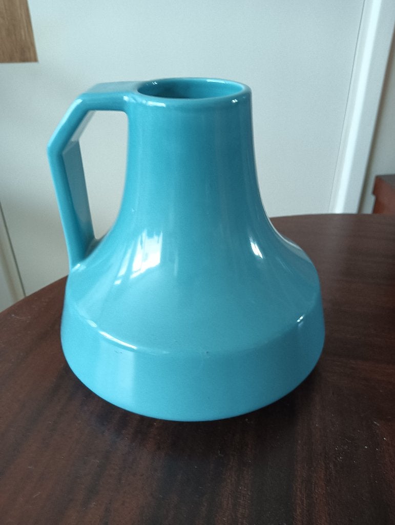 groen blauwe keramieken vaas, Huis en Inrichting, Aardewerk of Porselein, Ophalen of Verzenden, Zo goed als nieuw, Minder dan 50 cm
