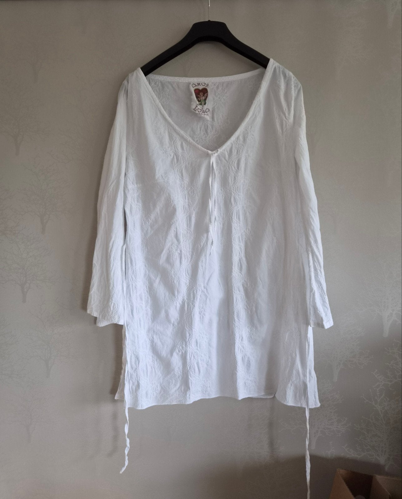 Mooi Ibiza Tuniek met borduursels-L, Ophalen of Verzenden, Maat 42/44 (L), Wit