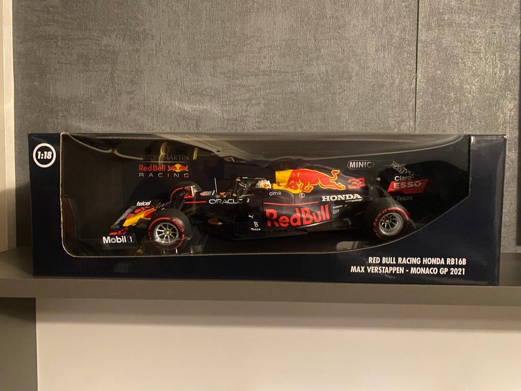 Max verstappen RB16B monaco 2021 1:18 model, Ophalen of Verzenden, Zo goed als nieuw, Formule 1