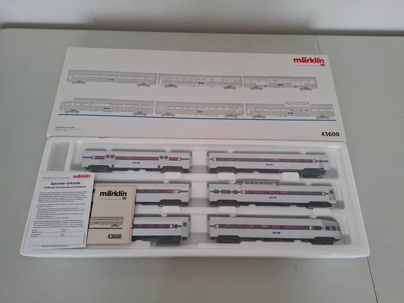 Marklin H0 43600 rijtuigen set Amtrak-Streamliner van de USA, Wisselstroom, Treinset, Nieuw, Ophalen of Verzenden