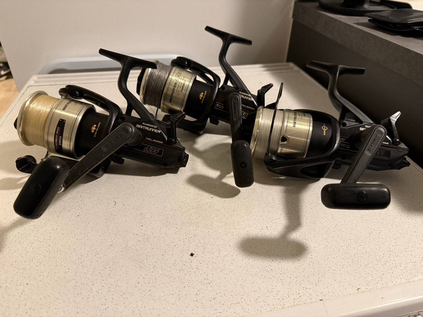3x Shimano Baitrunner 6500B Molens - Goede Staat, Ophalen of Verzenden, Gebruikt, Molen