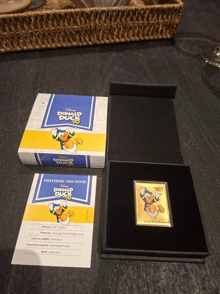Gouden Postzegel Donald Duck 90 Jaar disney, Verzamelen, Disney, Ophalen of Verzenden