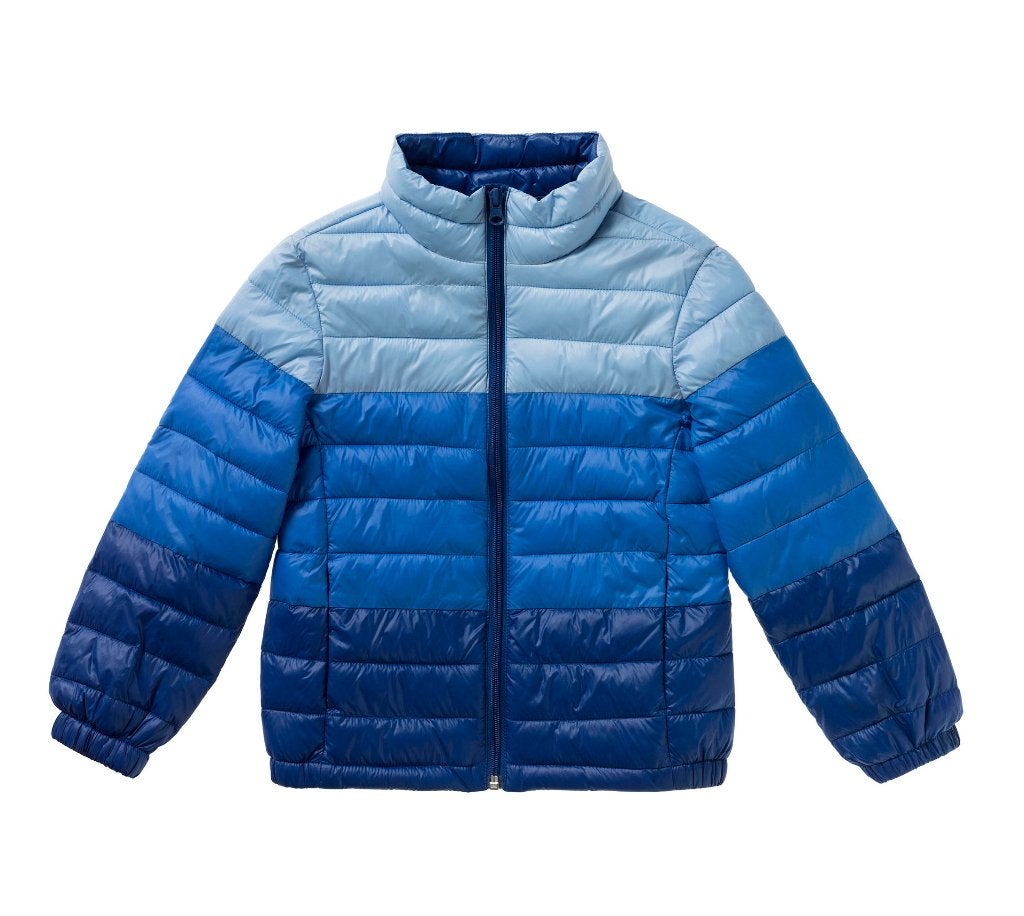 Benetton winterjas dons jas jack blauw kleurverloop maat 140, Kinderen en Baby's, Nieuw, Ophalen of Verzenden, Jas, Jongen
