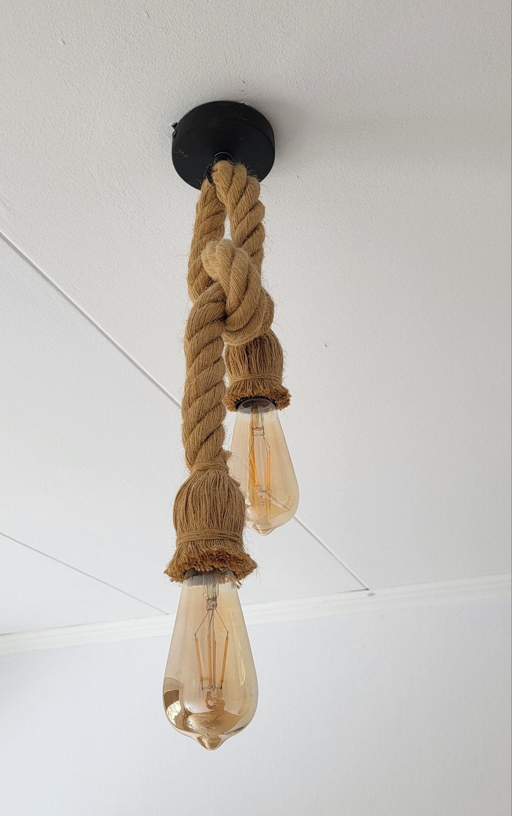Stoere plafondlamp, dik touw met grote lichtbollen, Ophalen of Verzenden, Zo goed als nieuw