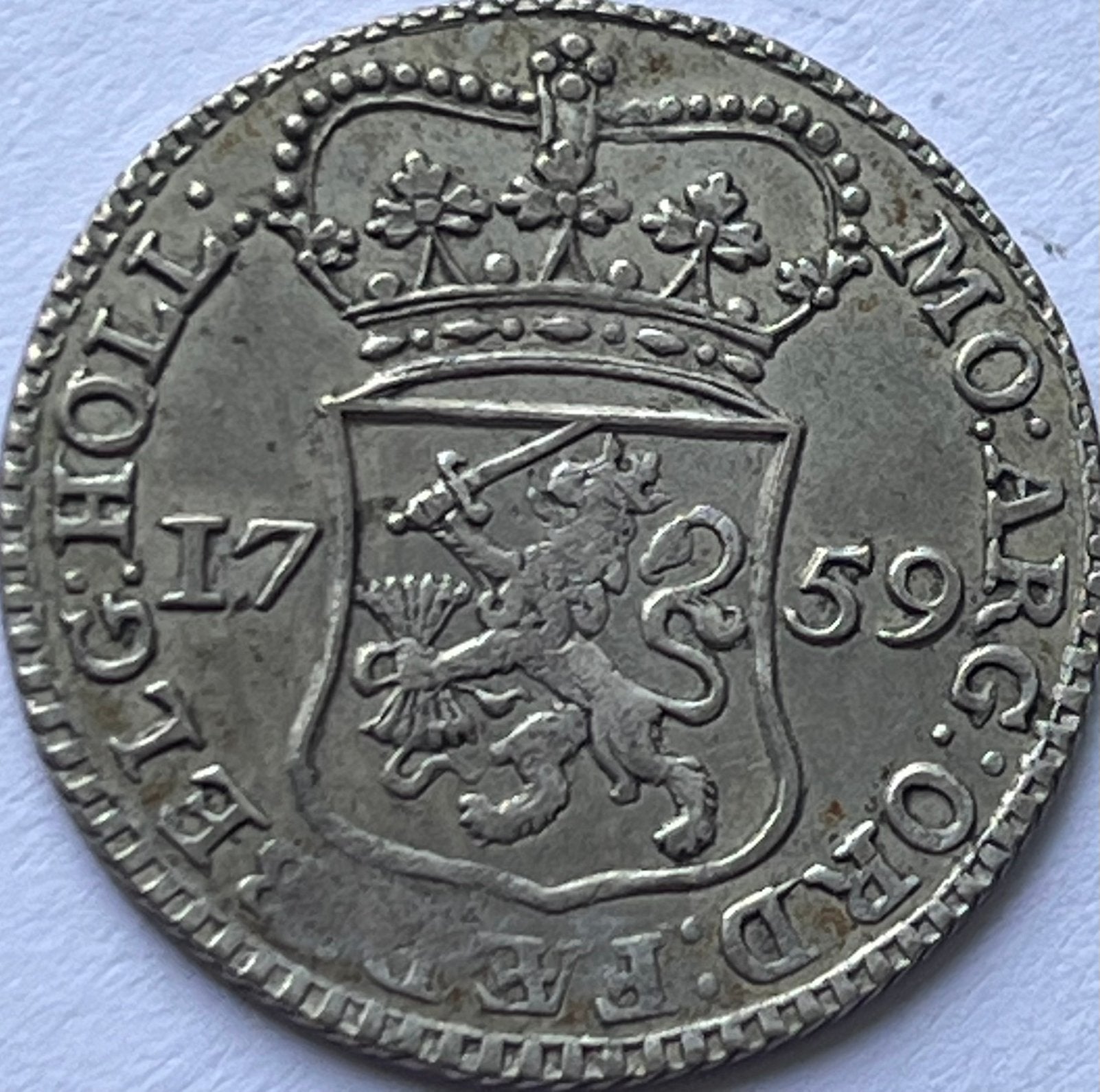Holland mooie zilveren kwart gulden 1759, Vóór koninkrijk, Zilver, Losse munt, Overige waardes