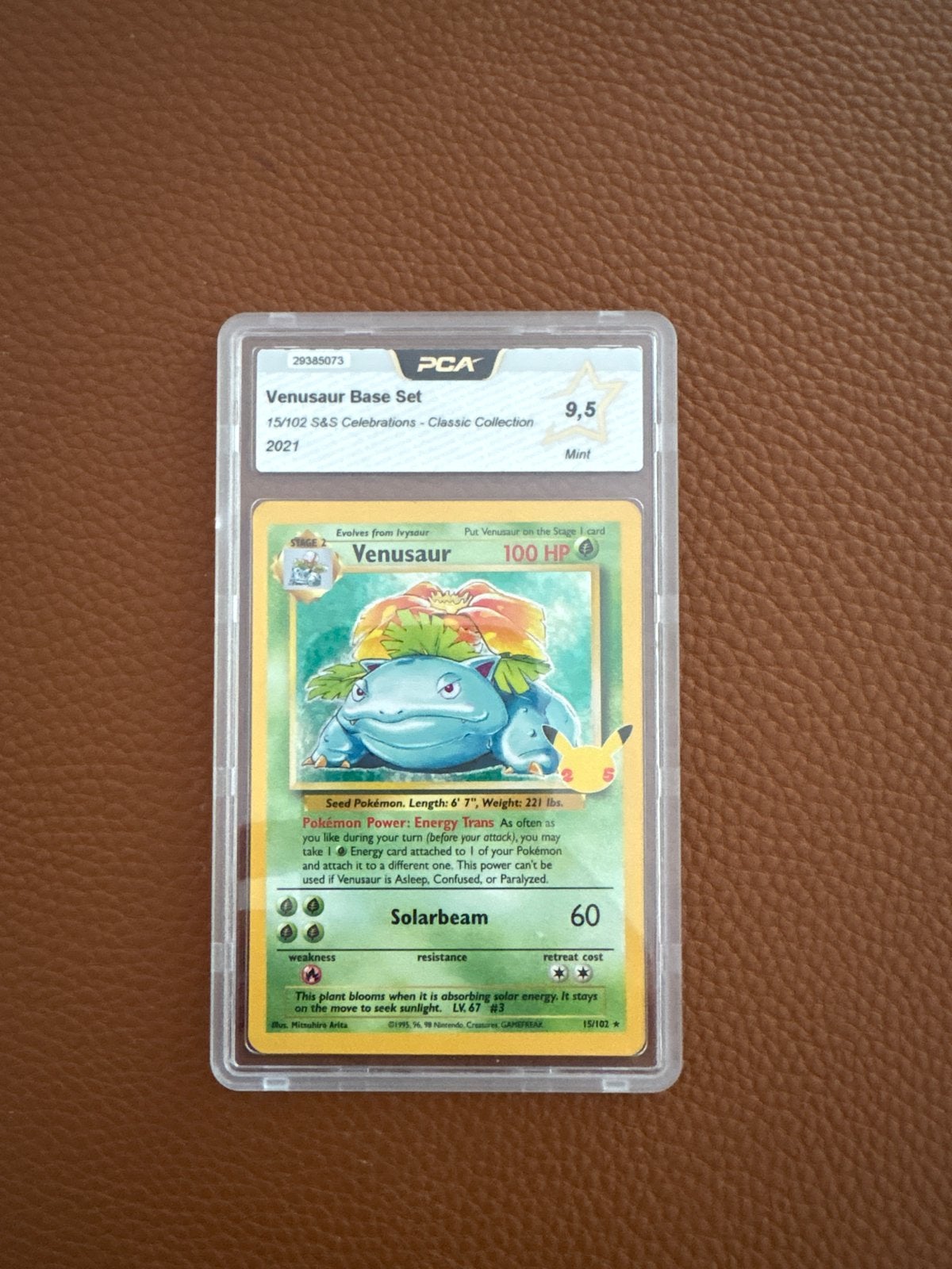 Venusaur Base Set 15/102 S&S Celebrations PCA 9.5 Mint, Hobby en Vrije tijd, Verzamelkaartspellen | Pokémon, Ophalen, Zo goed als nieuw