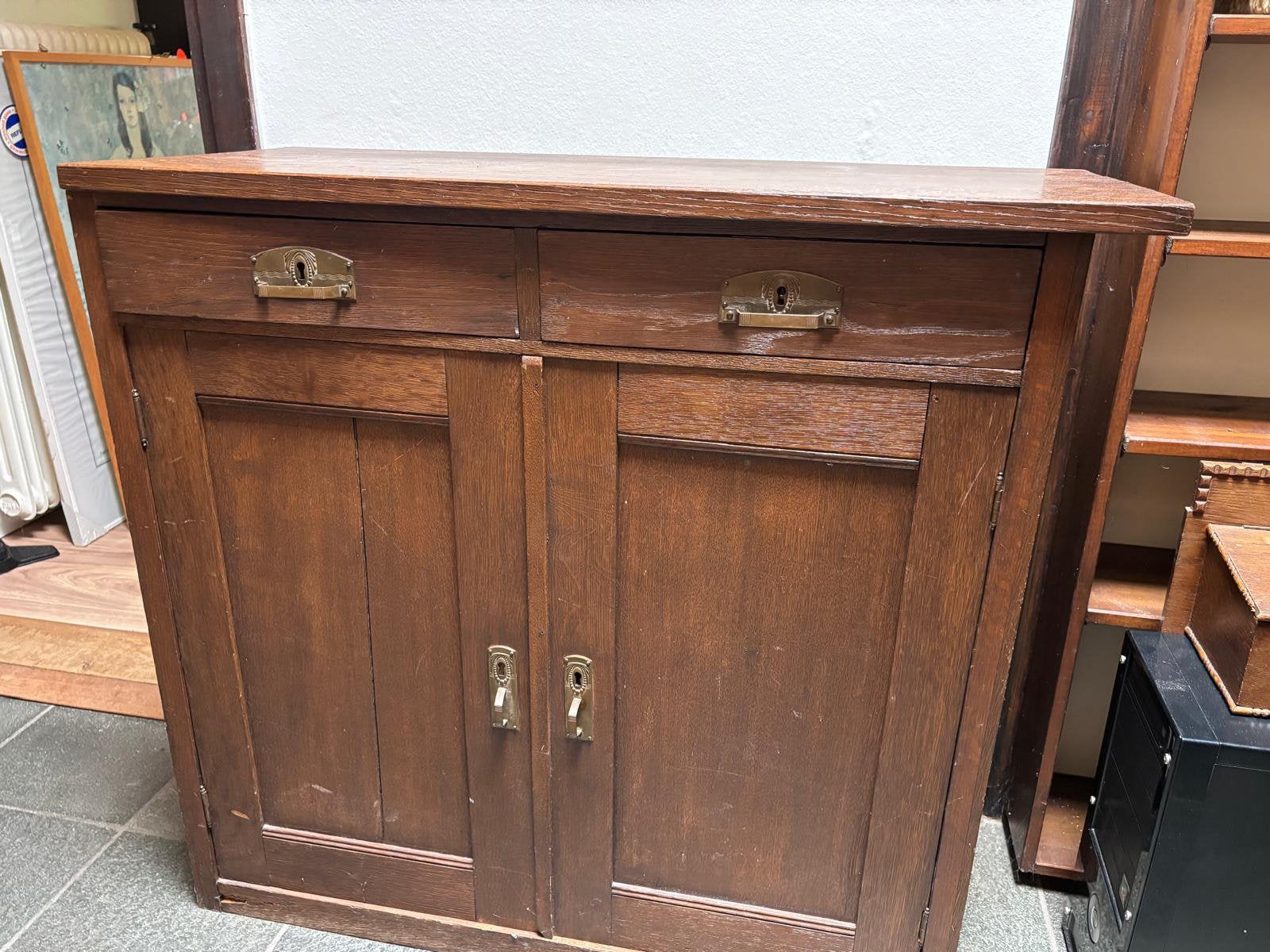 Gangkast/ commode jaren ‘20/30 – Amsterdamse School, Huis en Inrichting, Ophalen, Gebruikt, Eikenhout, Met lade(s)