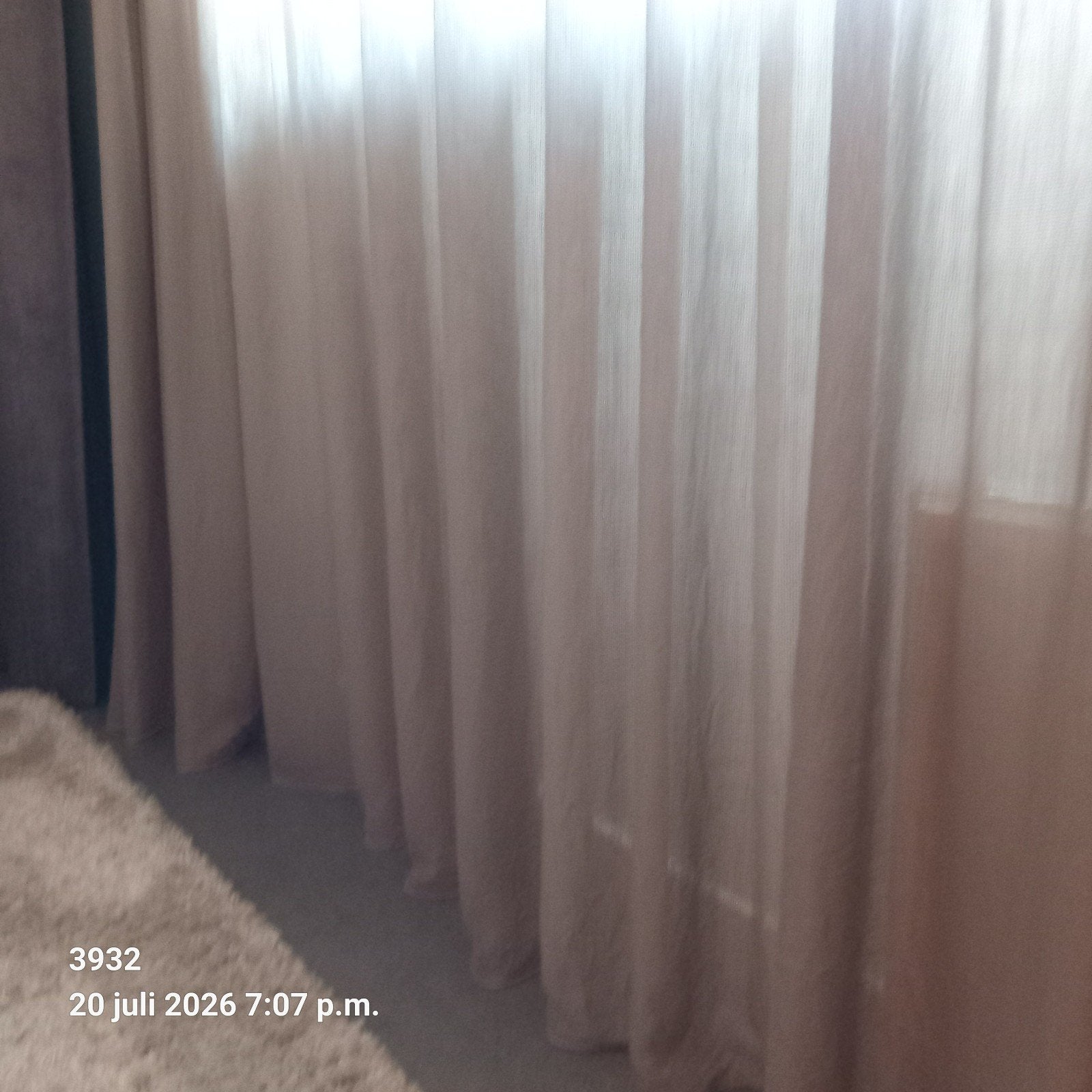 Taupe Vitrage Fijn Geweven - 2.41m hoog, 5.60m breed, Ophalen, Vitrage, Lichtdoorlatend