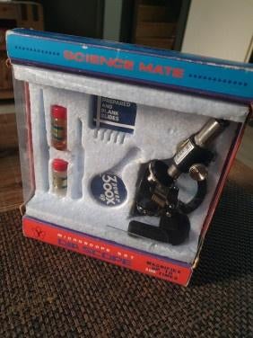 Vintage Microscoop Set Kit "Dia Scope" Science Mate, in orig, Ophalen of Verzenden, Zo goed als nieuw, Minder dan 400x, Biologische microscoop