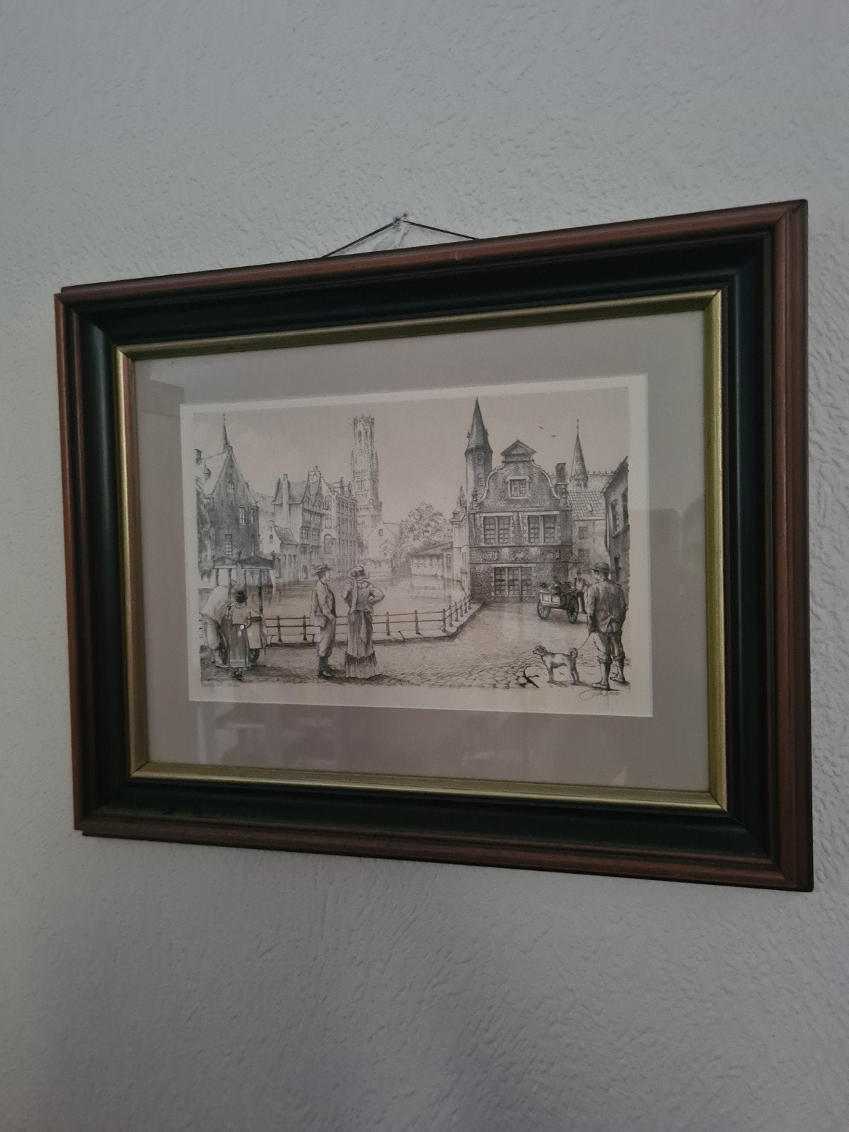 Gesigneerde ets van Brugge, genummerd 24/300, Antiek en Kunst, Stadsgezicht, Genummerd, Ophalen of Verzenden, 1950 - 1999
