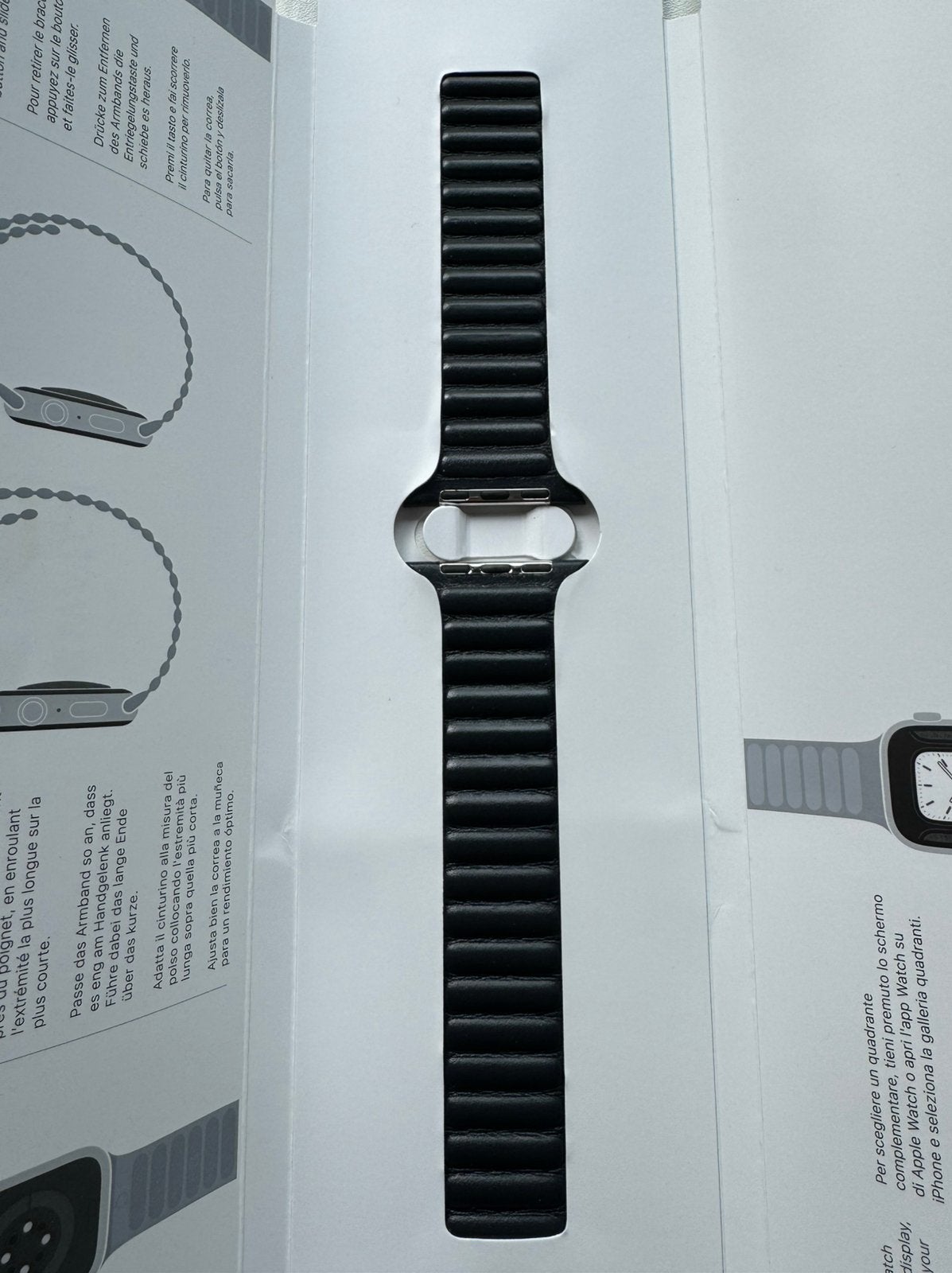 Originele Apple Watch lederen band Link 45mm Midnight, Ophalen of Verzenden, Zo goed als nieuw, Zwart, IOS