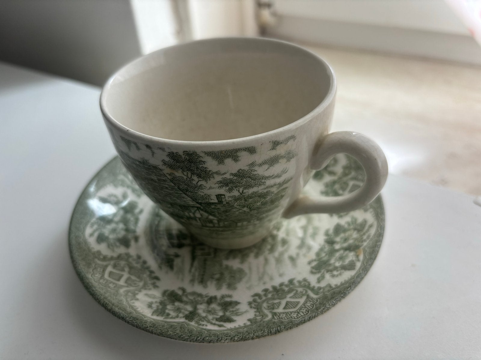 Vintage Engelse kop en schotel - Old Inns Series, Ophalen of Verzenden