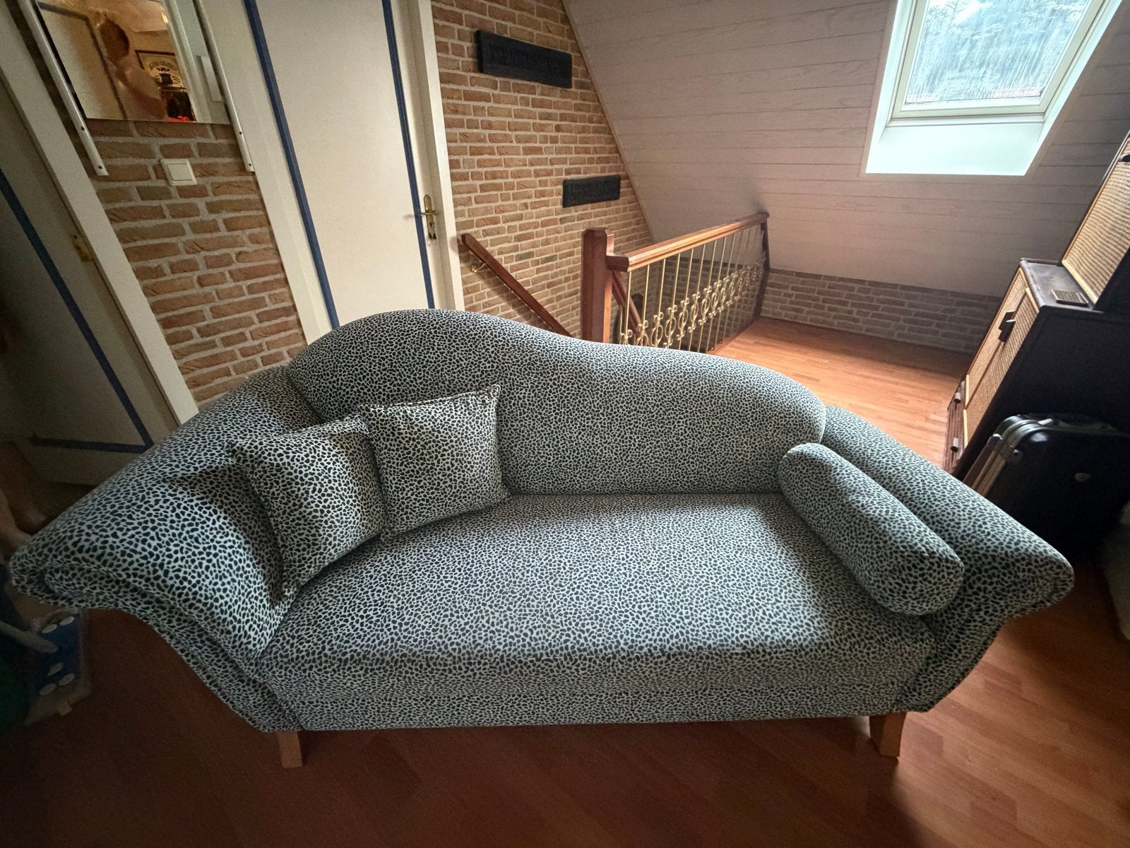 Stijlvolle Chaise Longue met Luipaardprint - Zo goed als nie, Tweepersoons, 75 tot 100 cm, Ophalen of Verzenden, Zo goed als nieuw