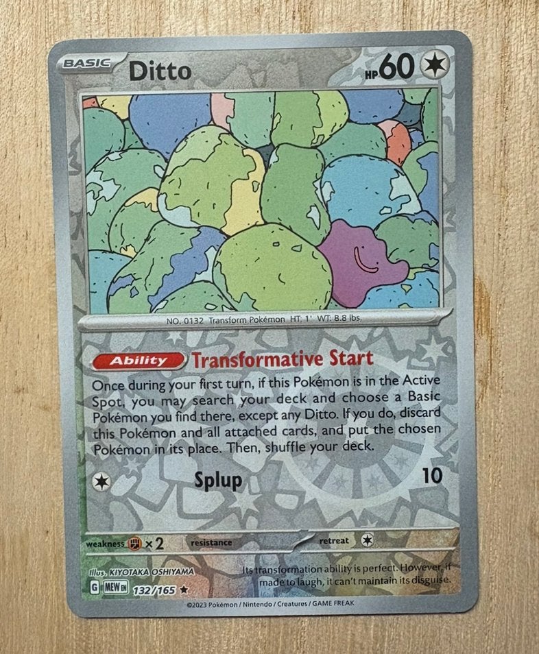 Ditto - 132/165 - Reverse Holo - 151 - Pokémon, Ophalen of Verzenden, Zo goed als nieuw