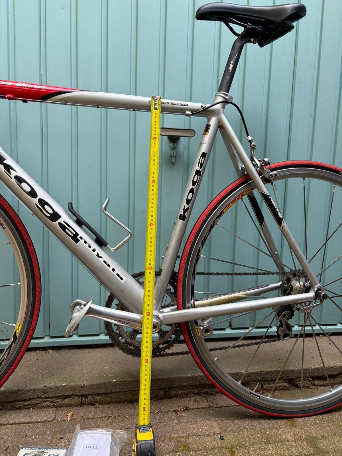RacefietsKoga Miyata Super Winner 58cm zadelbuis zilver-rood, Fietsen en Brommers, Ophalen, Gebruikt, Velgrem, Aluminium