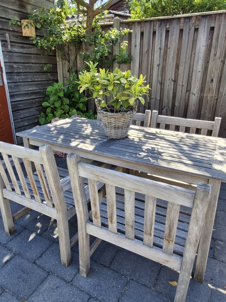 Teak tuinset, Ophalen, Gebruikt, Rechthoekig, Teakhout