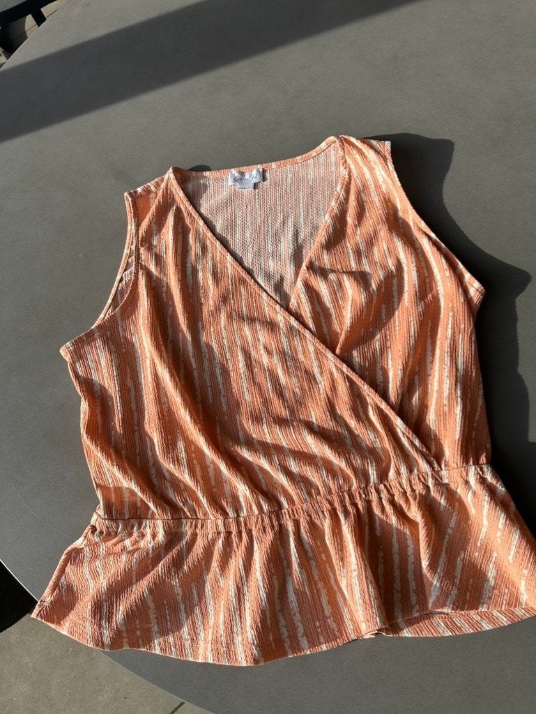 Zalm/wit Cotton Club overslag topje, maat XXL = L, Verzenden, Maat 42/44 (L), Oranje, Zo goed als nieuw