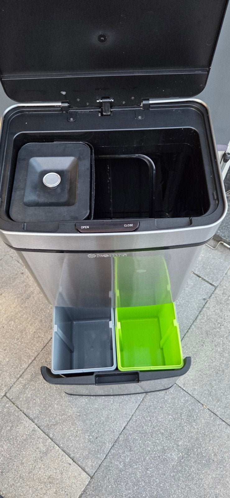 Homra Afvalscheiding met Automatische Klep - RVS, Huis en Inrichting, Woonaccessoires | Prullenbakken, Ophalen, 40 liter of meer