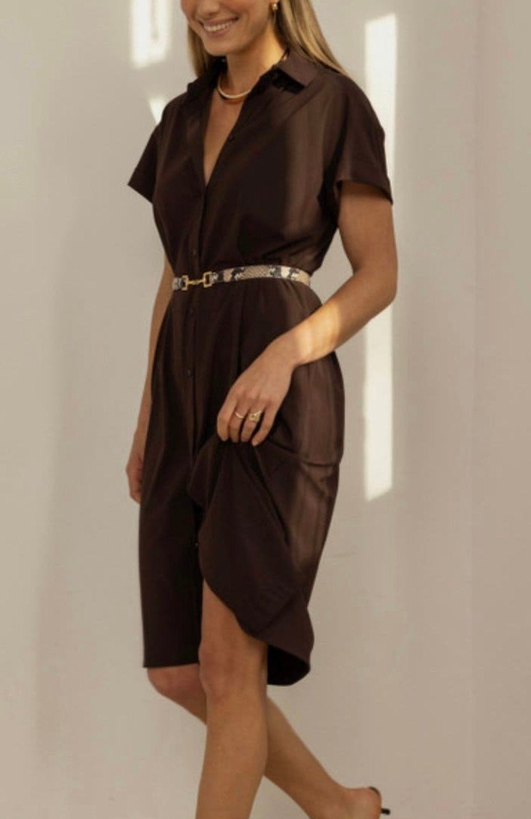 Espresso, DonkerBruine Studio Anneloes jurk, Dress in XS, Bruin, Verzenden, Nieuw, Knielengte