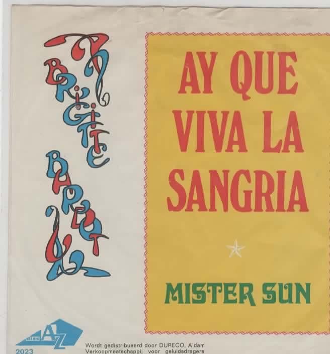Brigitte Bardot- Ay Que Viva la Sangria, Fotohoes, Verzenden, Zo goed als nieuw, Pop