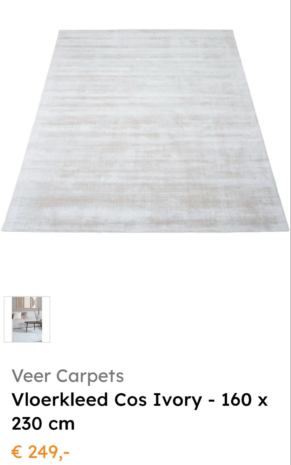 Veer Carpets Vloerkleed Cosy Ivory 160x230 - Nieuwstaat, Huis en Inrichting, 150 tot 200 cm, 200 cm of meer, Ophalen of Verzenden