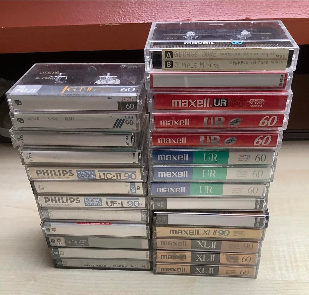 Partij gebruikte cassettebandjes Sony, Philips, Maxell, Fuji, Gebruikt, 2 t/m 25 bandjes, Overige genres, Ophalen of Verzenden