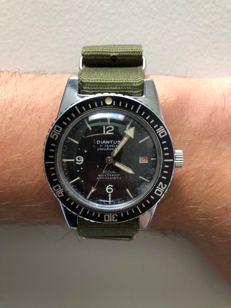 Vintage duikhorloge, Sieraden, Tassen en Uiterlijk, Horloges | Heren, Overige merken, Staal, Polshorloge, Ophalen of Verzenden