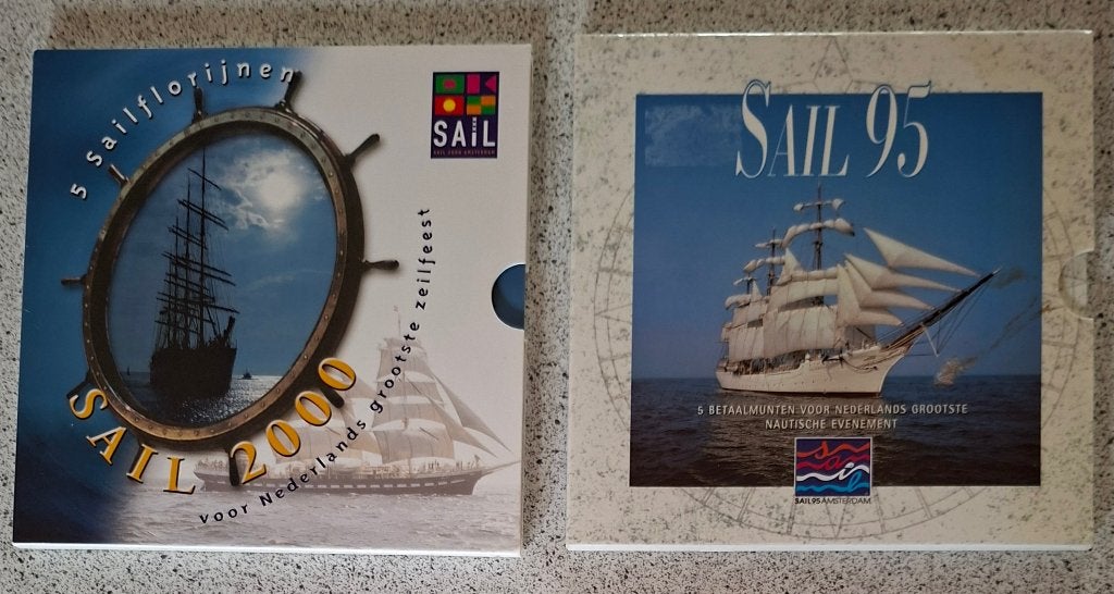 Sail Amsterdam 1995 + 2000 compleet met elk 5 betaalmunten, Verzenden, Koningin Beatrix, Overige waardes, Setje