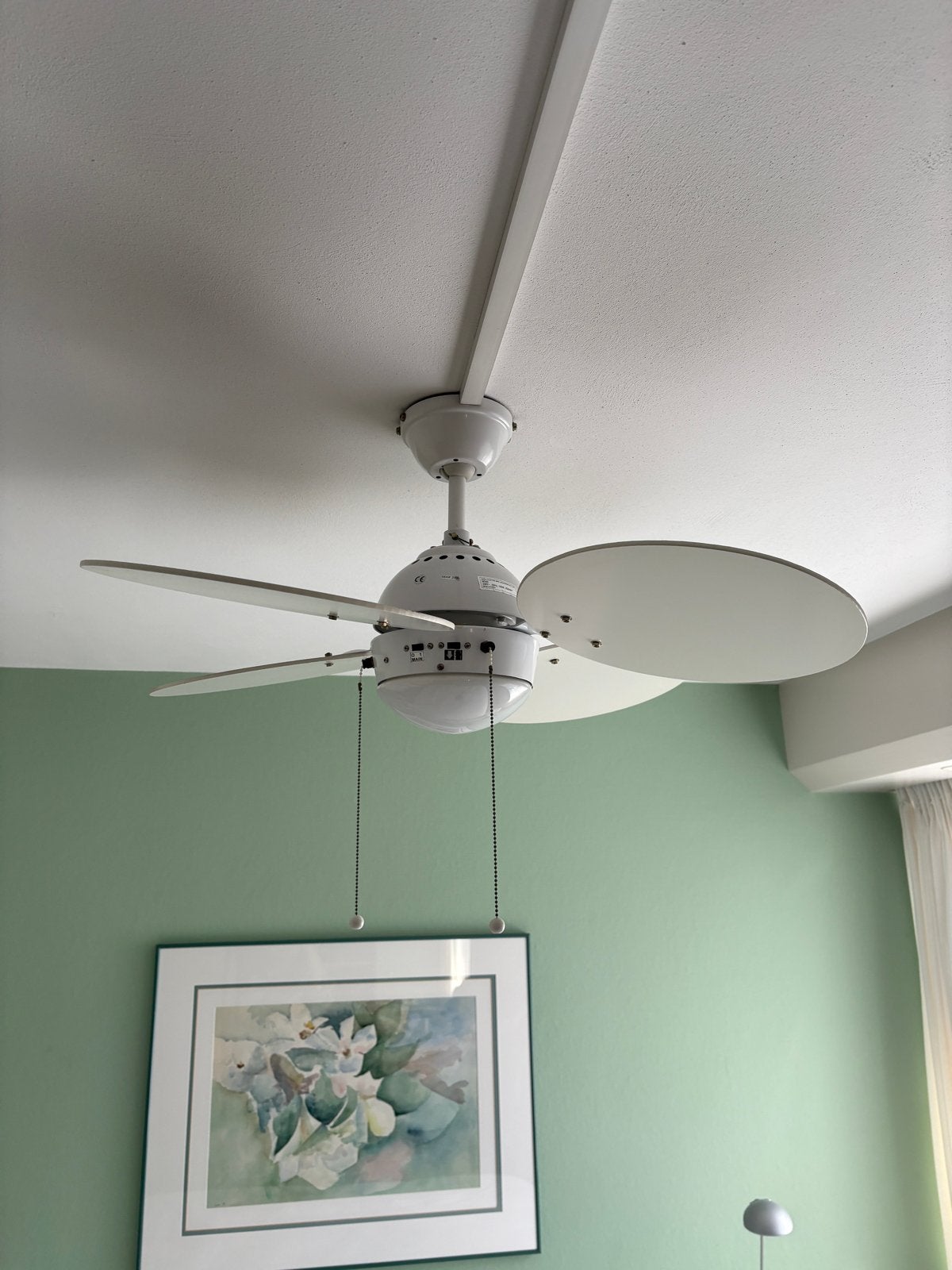 Plafondventilator met verlichting en 4 bladen, Ophalen, Gebruikt, Plafondventilator