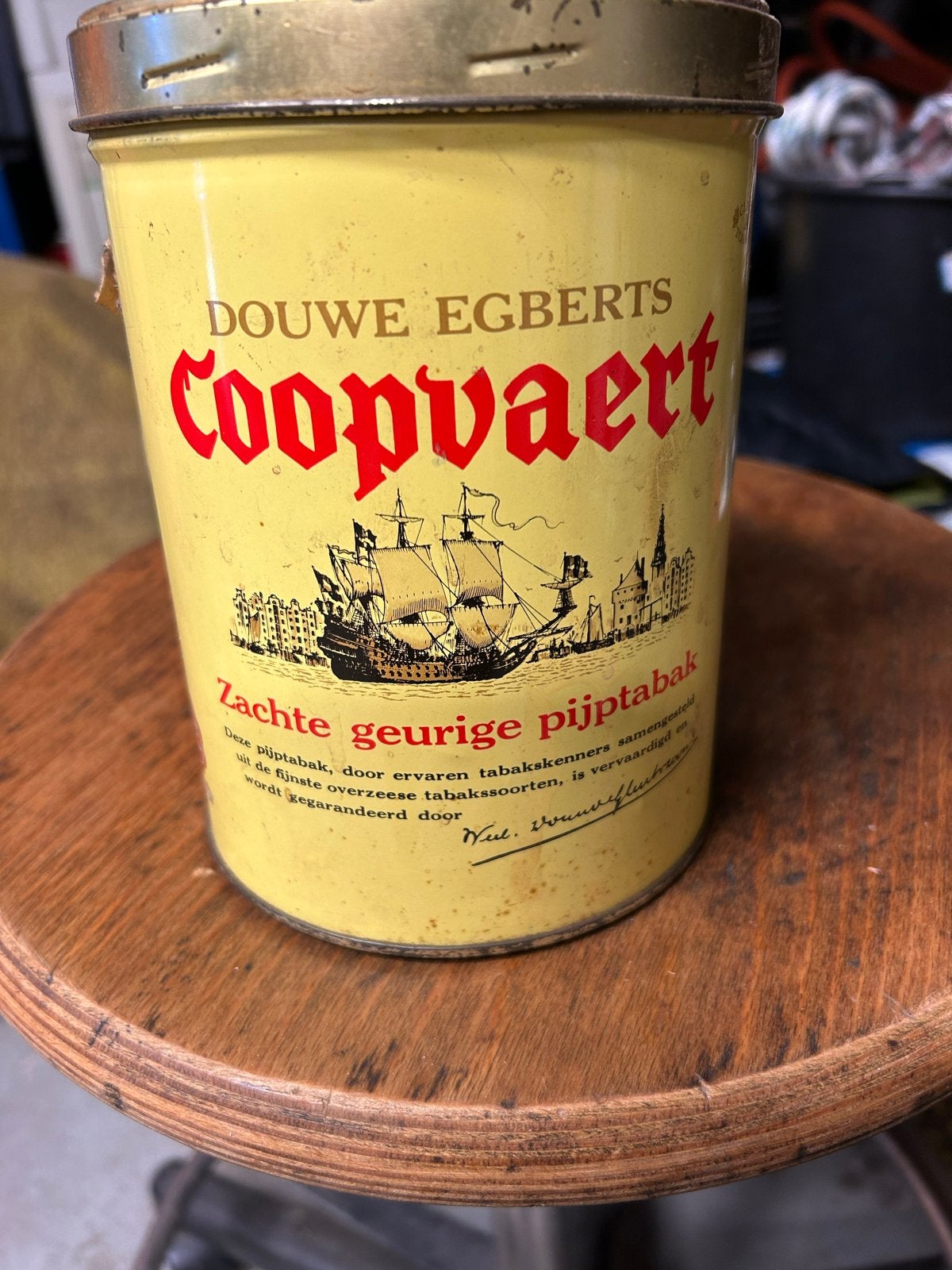 Vintage Douwe Egberts Coopvaert Pijptabak Blik, Verzamelen, Blikken, Ophalen of Verzenden, Gebruikt, Overige, Douwe Egberts