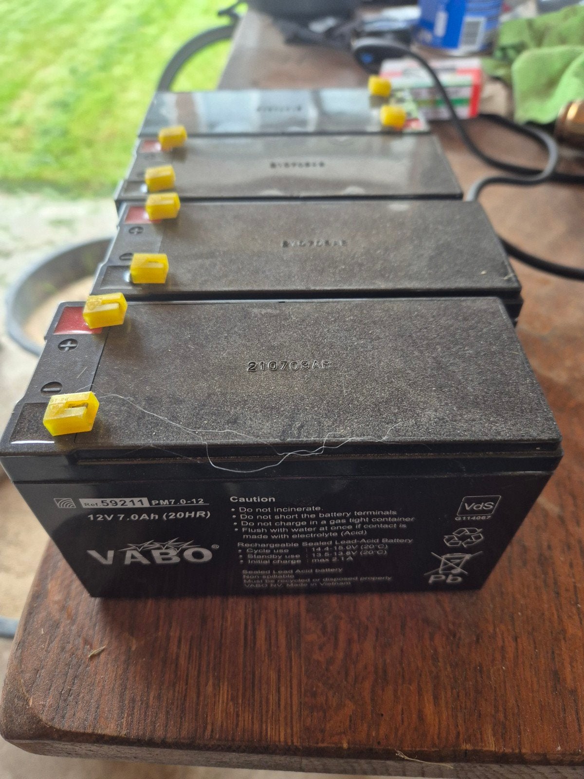 VABO 12V 7.0Ah Loodaccu's (set van 4), Ophalen of Verzenden, Gebruikt