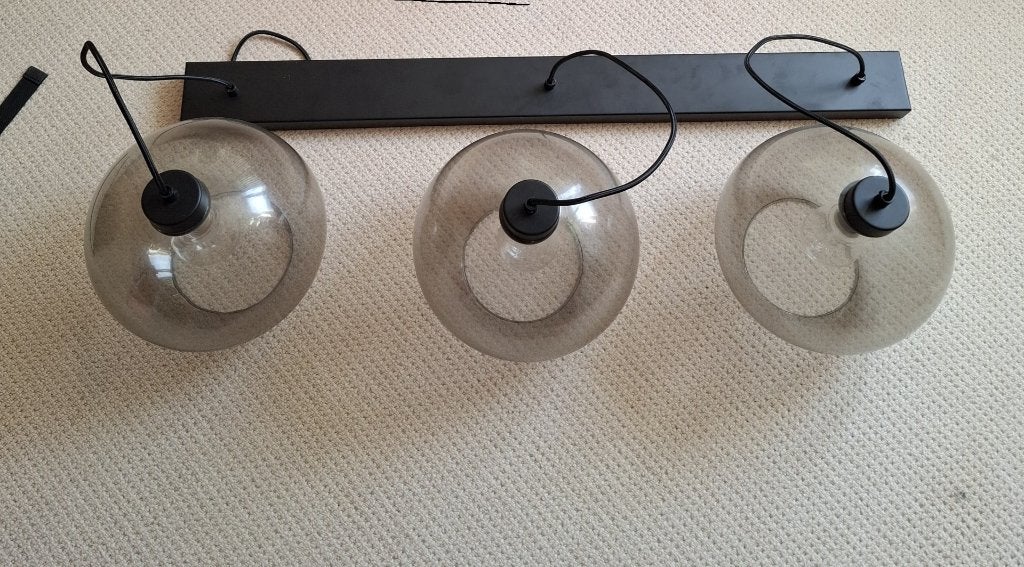 Straluma hanglamp met 3 glazen bollen - 90 cm breed, Ophalen, Gebruikt, Modern, Industrieel, E27 (groot)